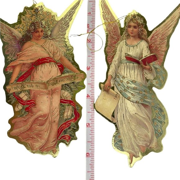 Lot Of 7 Vintage Merrimack 1986 Victorian Style Angel Ornaments Cardboard Cutout - Picture 9 of 12